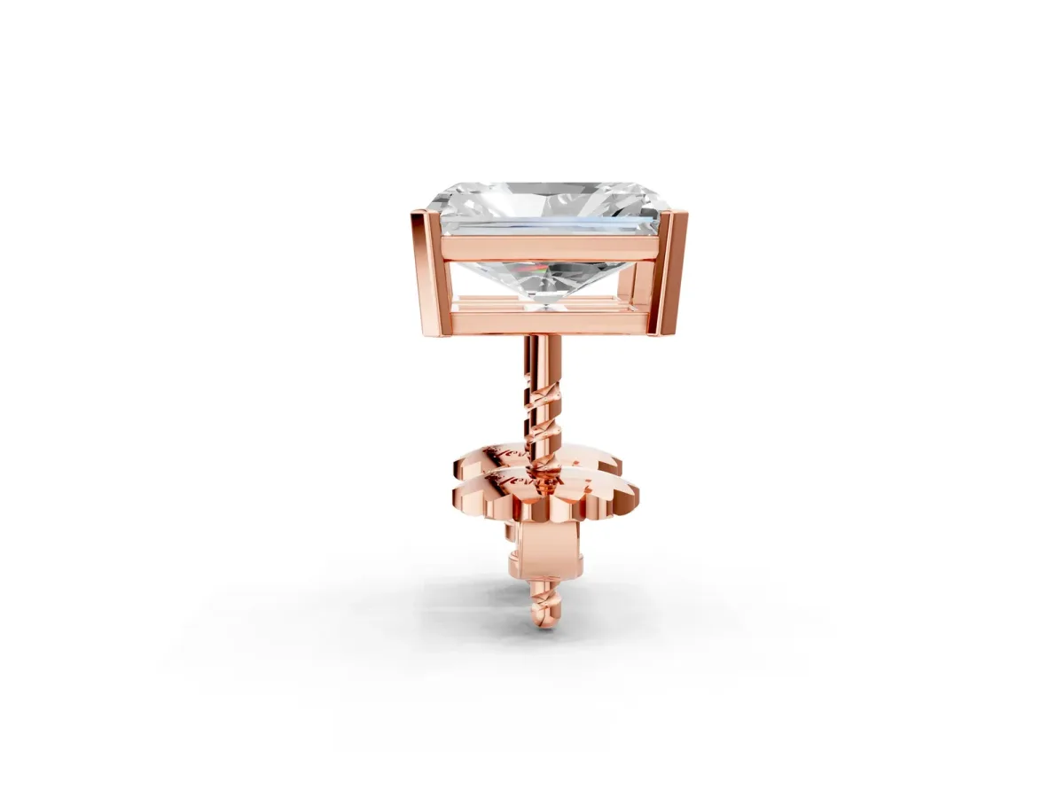 Radiant Cut Diamond Stud Earrings Rose gold