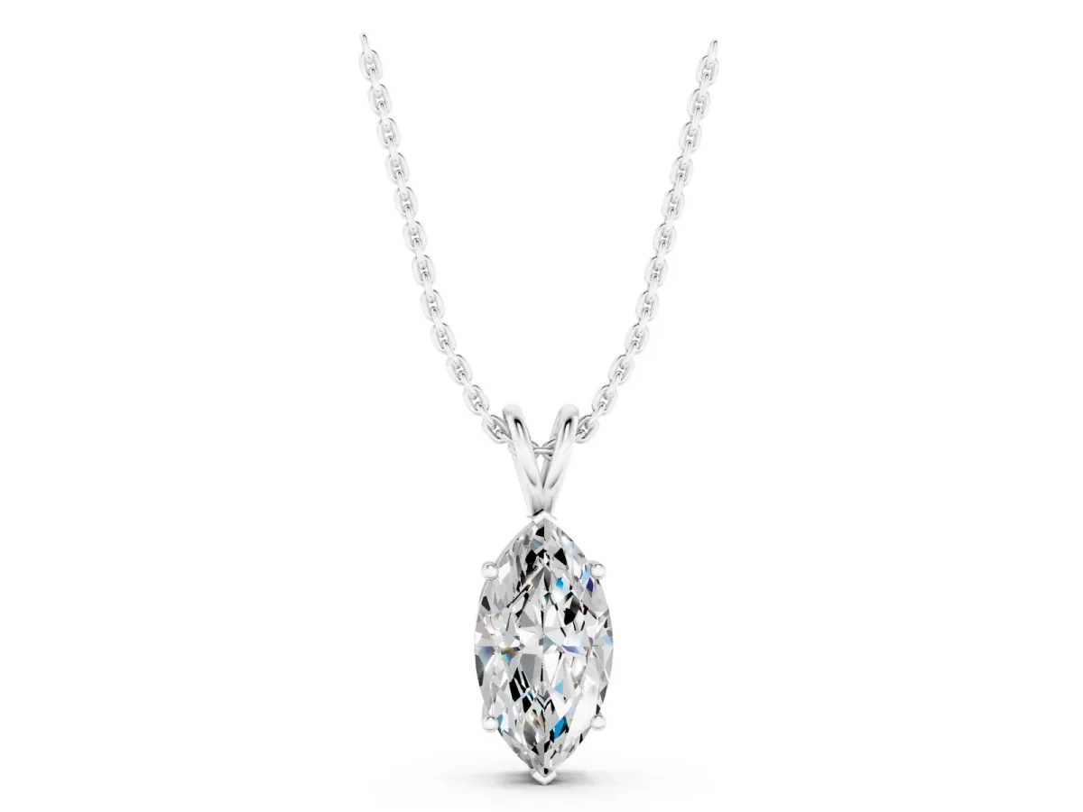 Marquise Diamond Solitaire Pendant with Prong Setting Silver
