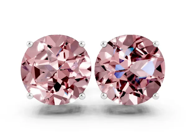 Round Cut Morganite Stud Earrings Platinum