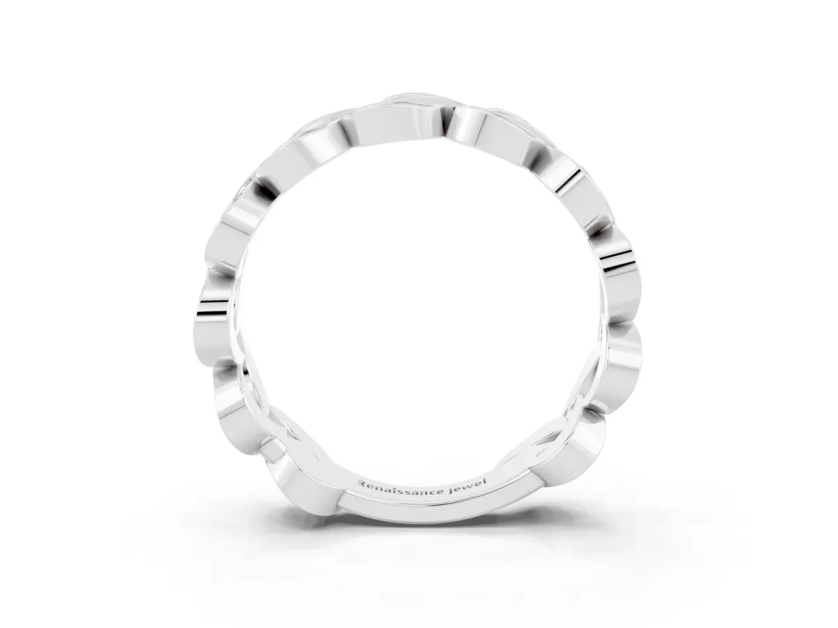 Pavé Round Ruby Interlocking Eternity Band with Bezel Prong Setting Platinum