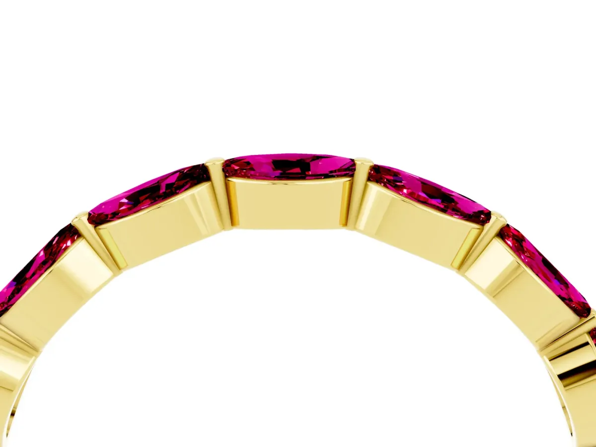 Marquise Garnet Half Eternity Band with Prong Setting Yellow gold