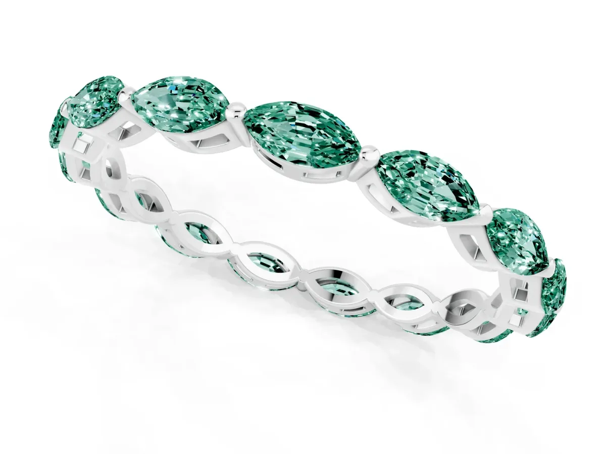 Marquise Green Sapphire Eternity Band with U-Prong Setting Silver