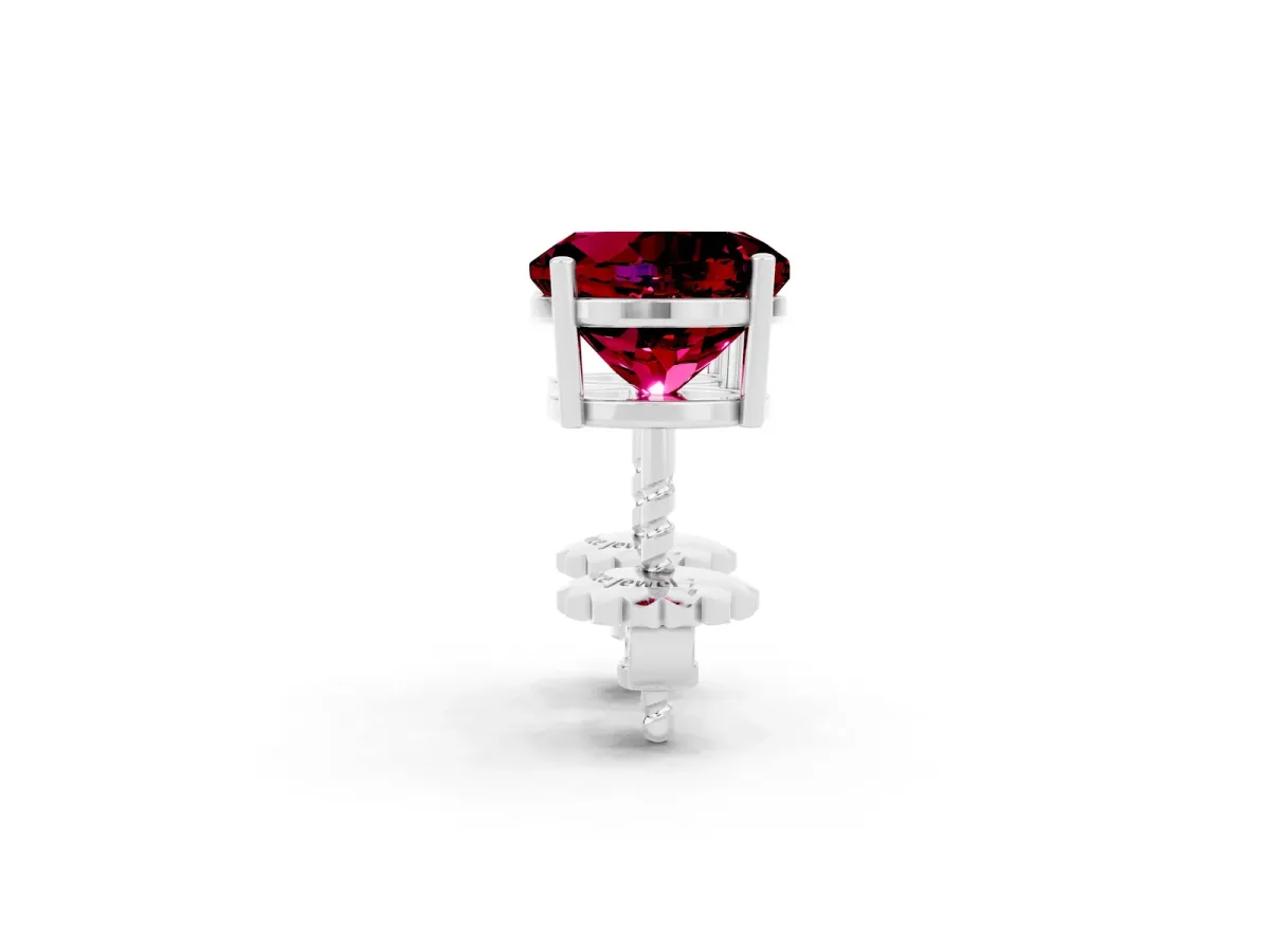 Round Cut Garnet Stud Earrings White gold