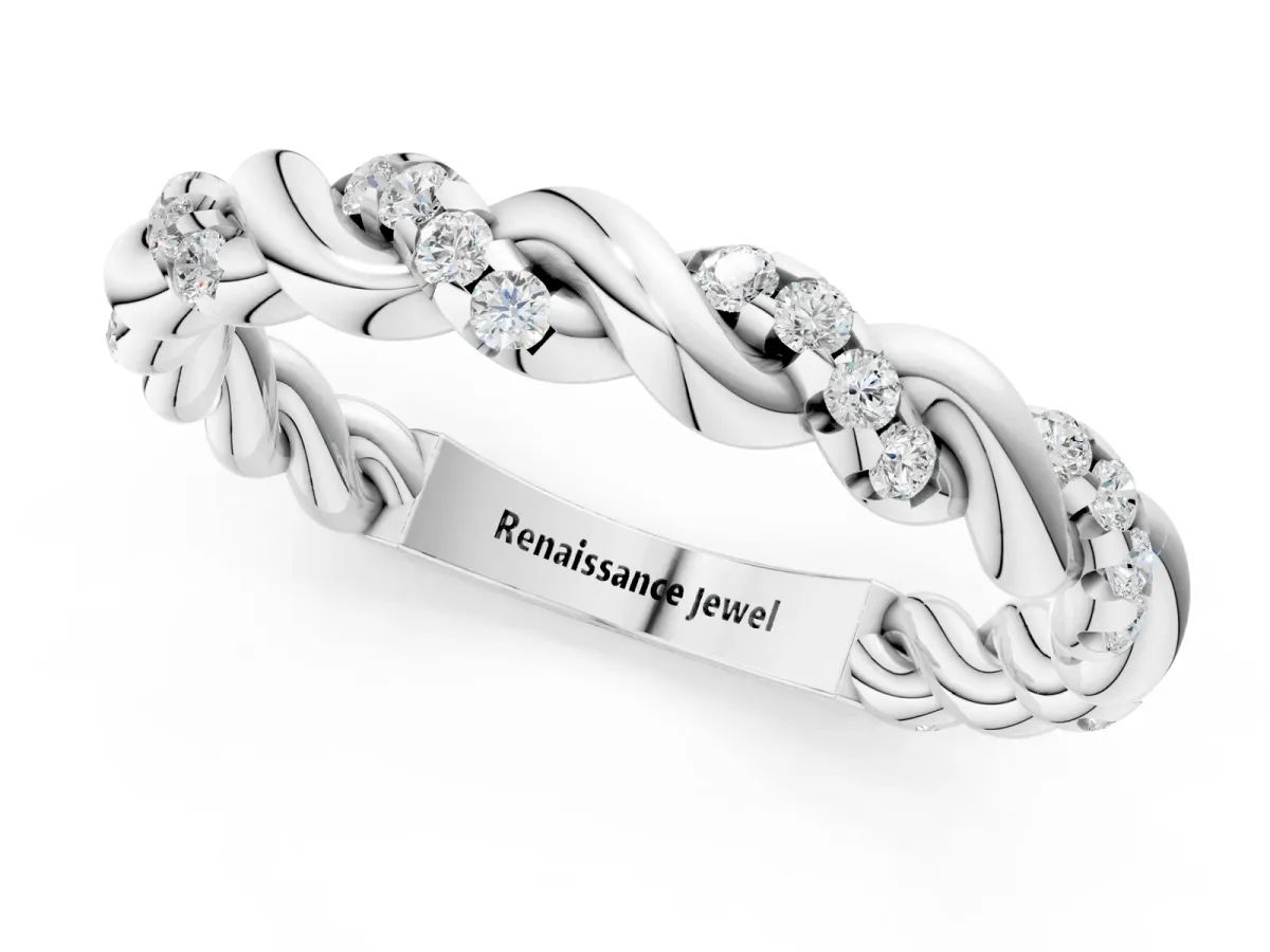 Twisted Pavé Round Diamond Eternity Band Platinum