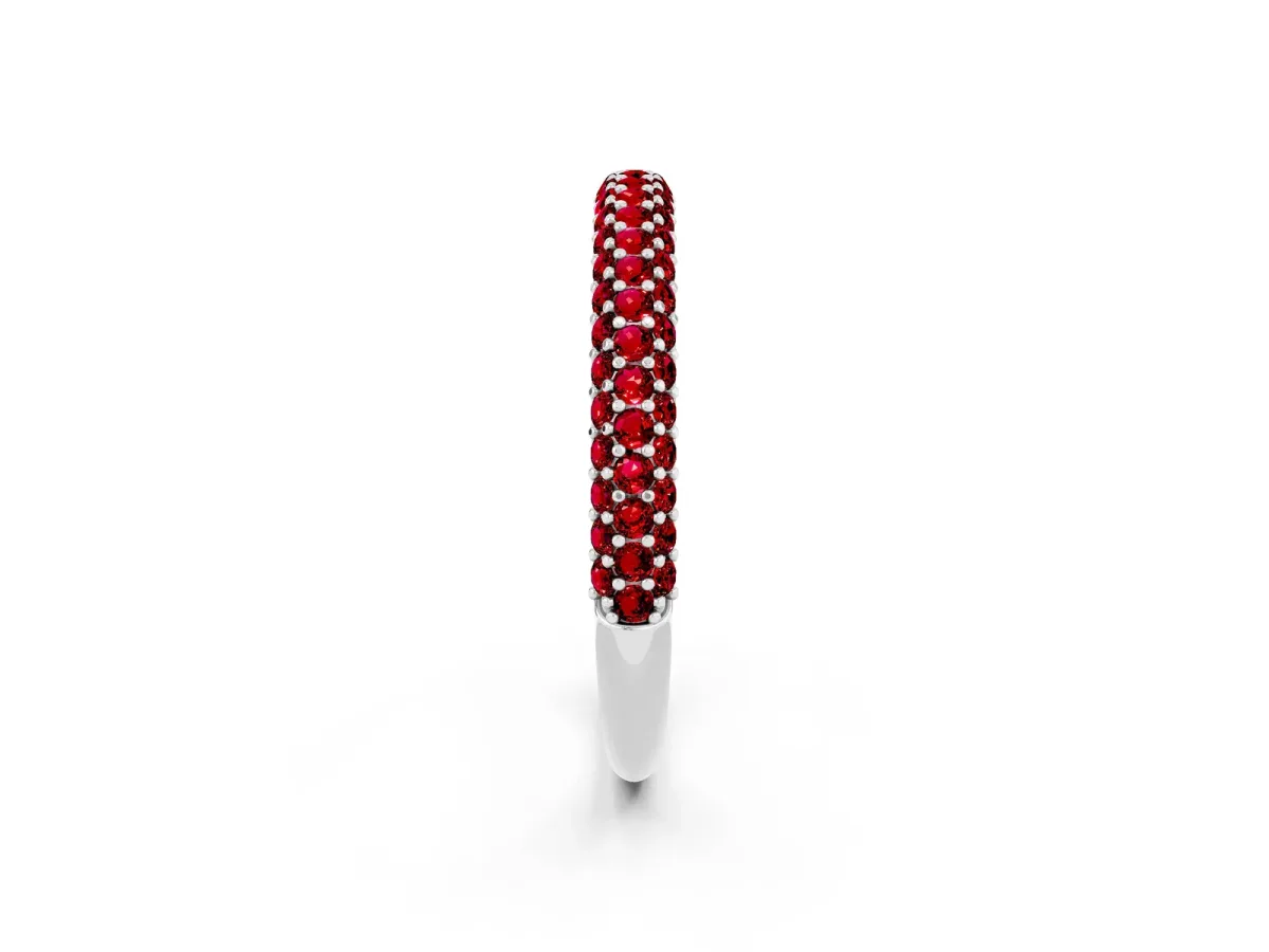 Round Ruby Pavé Eternity Band with Shared Prong Setting White gold