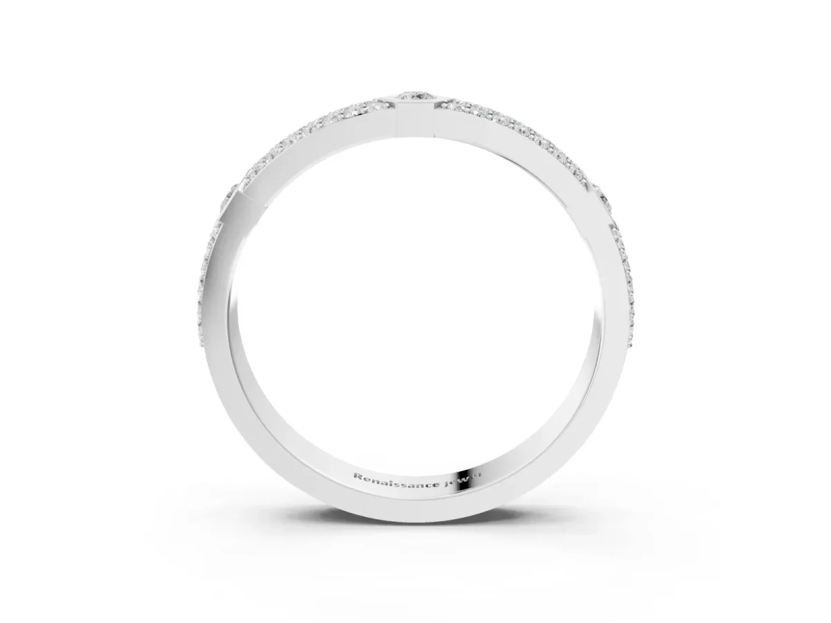 Round Diamond Pavé Promise Ring with Round Diamond Accents Silver