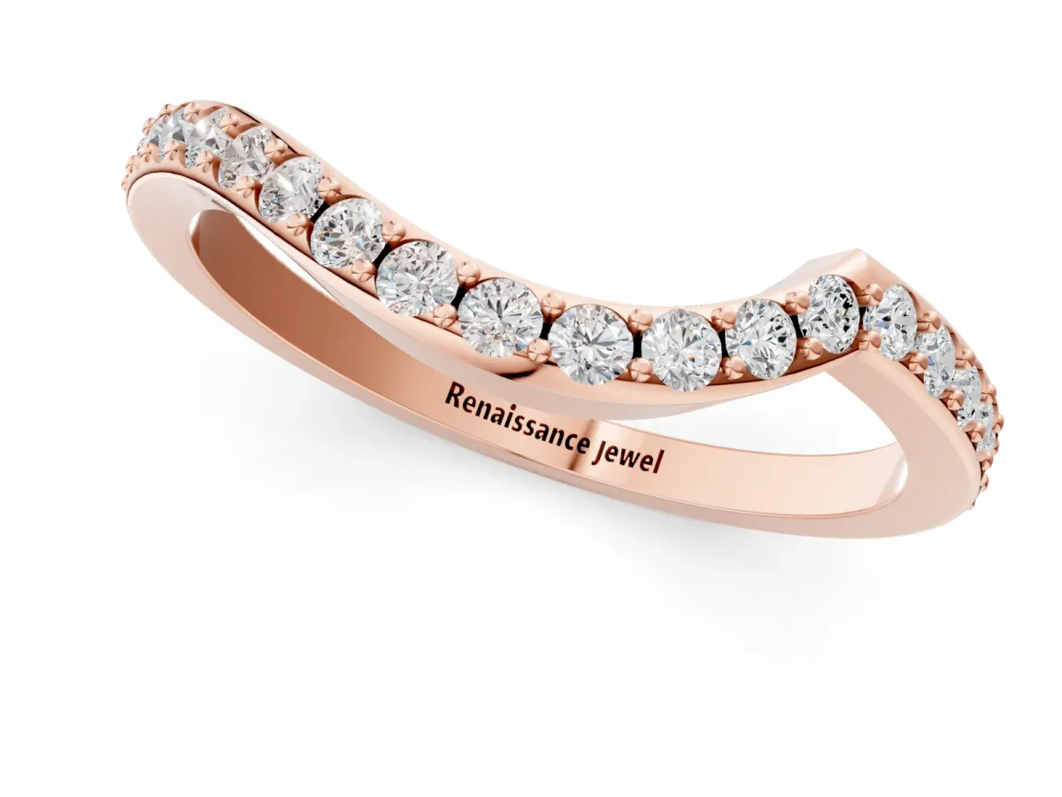 Round Diamond Pavé Twist Band with Shared Prong Setting Rose gold