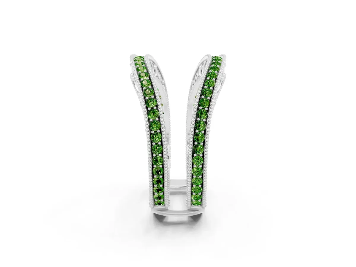 Round Peridot Milgrain Eternity Band with Channel Setting Silver