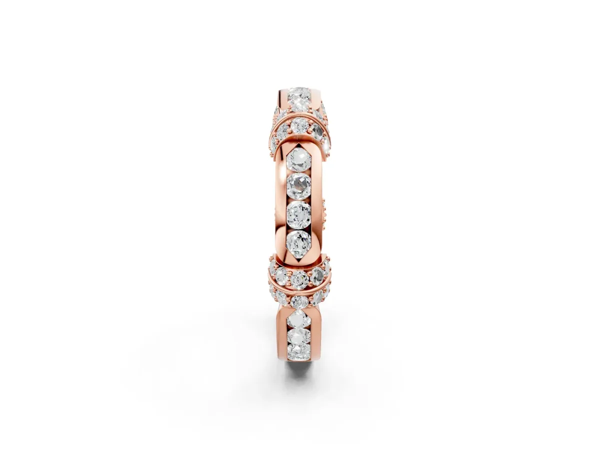 Pavé Round Diamond Link Band with Bezel Setting Rose gold