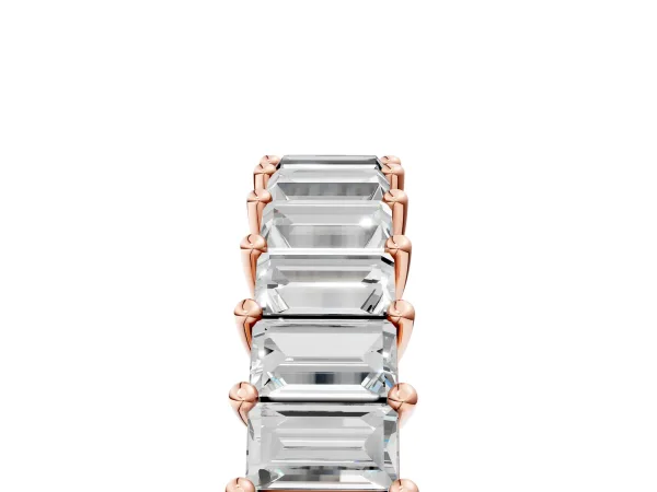 Baguette Cut Half Eternity Band with Shared Prong Setting Rose gold