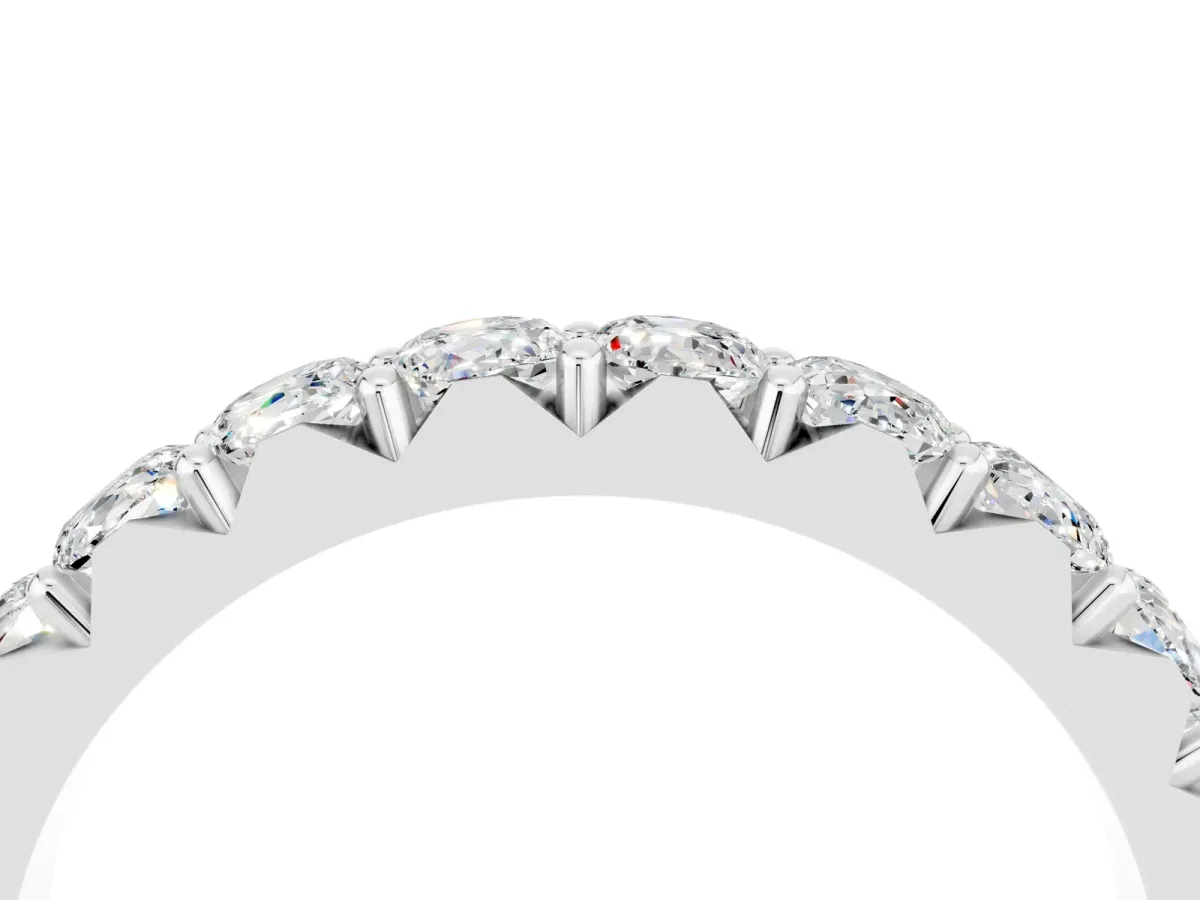 Round Moissanite Half Eternity Band with Classic Prong Setting Silver