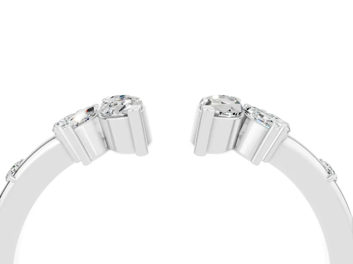 Open Marquise Cluster Moissanite Band with Prong Setting Silver
