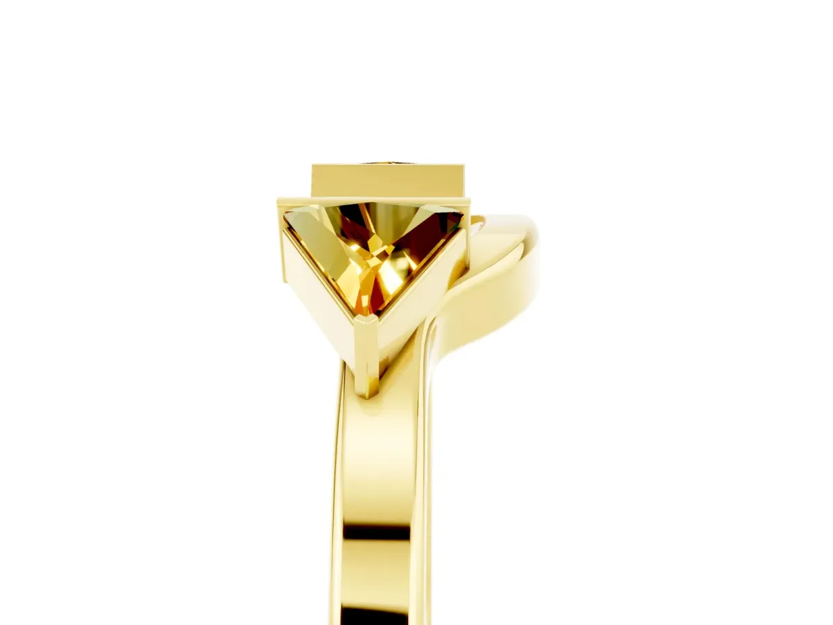 Trillion Citrine Open Band Ring with Bezel Setting Yellow gold
