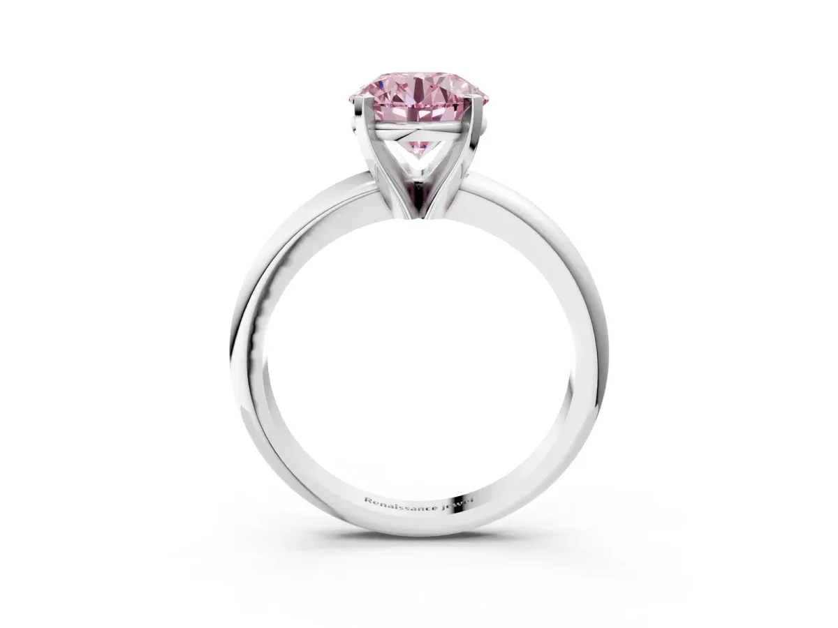 Round Pink Sapphire Leaf Eternity Band with Bezel Setting Platinum