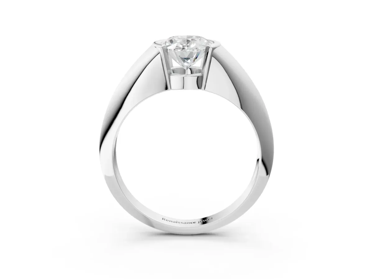 Oval Cut Solitaire Tension Set Diamond Ring Platinum