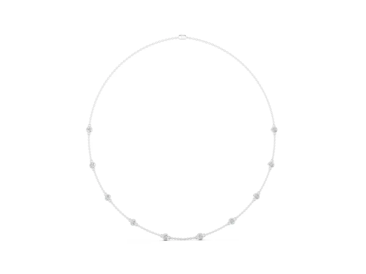 Bezel-Set Round Diamond Station Necklace Silver