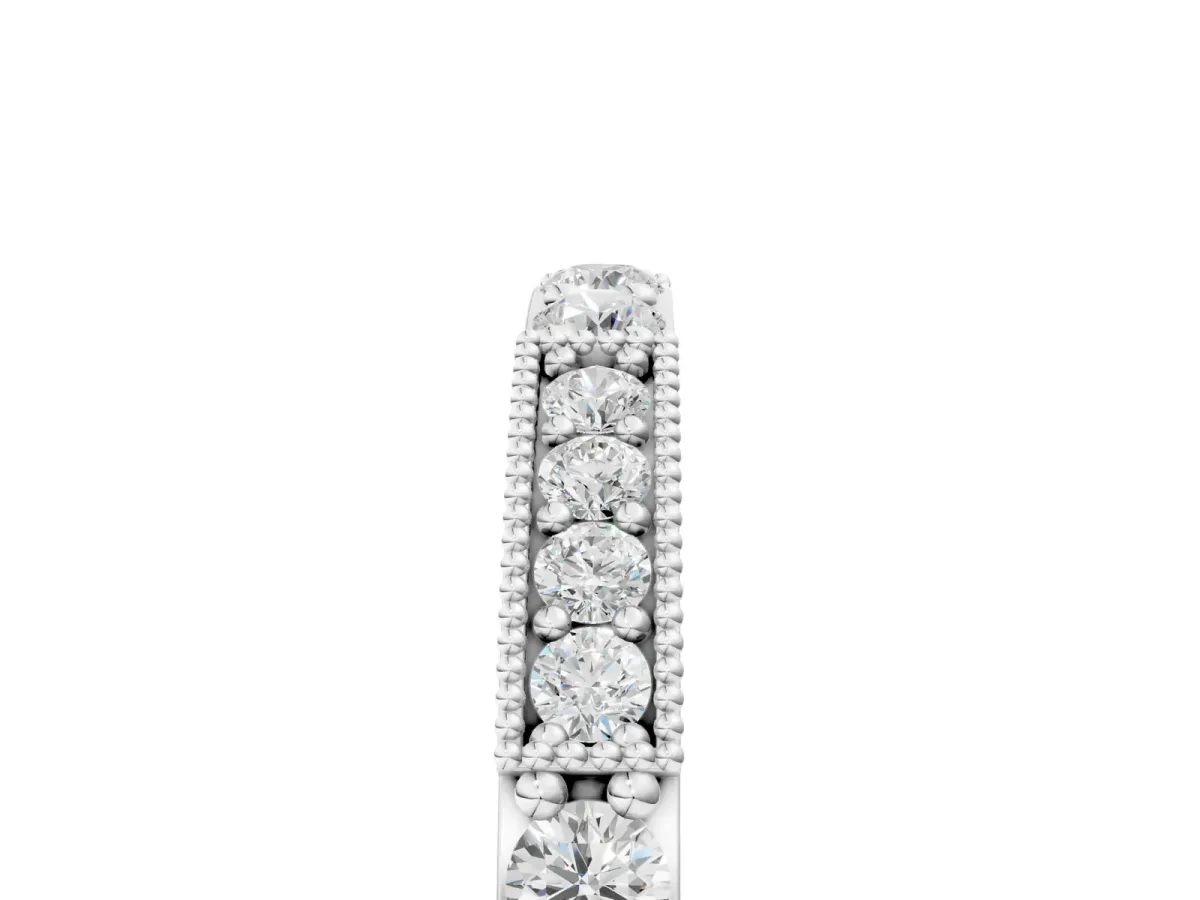 Milgrain Round Diamond Pavé Channel Set White Gold Band Silver
