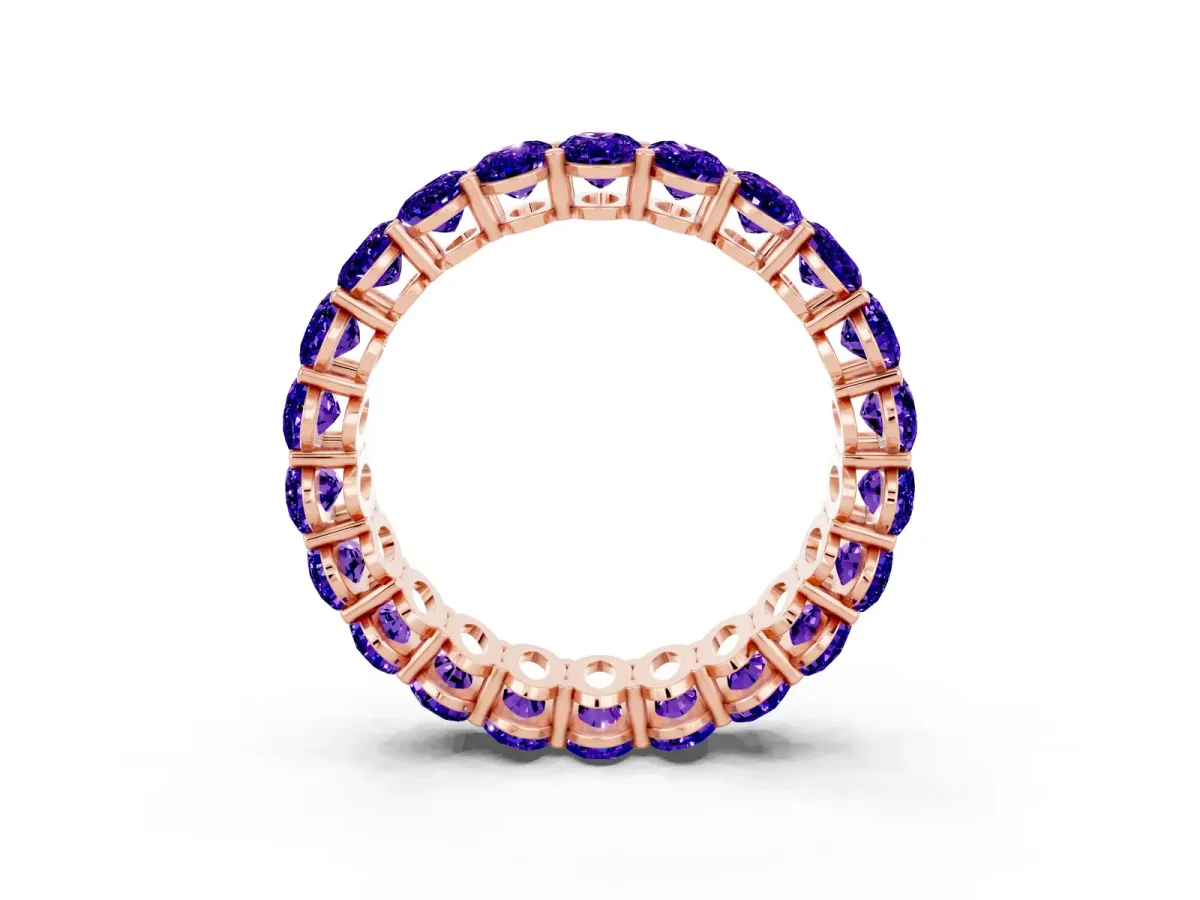 Oval Cut Tanzanite Eternity Band with Shared Prong Setting Rose gold