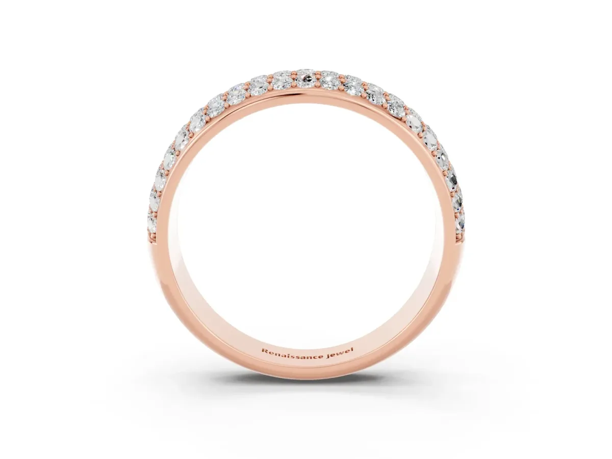 Three-Row Round Moissanite Eternity Band with Shared Prong Setting Rose gold