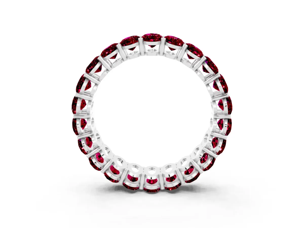 Oval Cut Garnet Eternity Band with Shared Prong Setting Silver