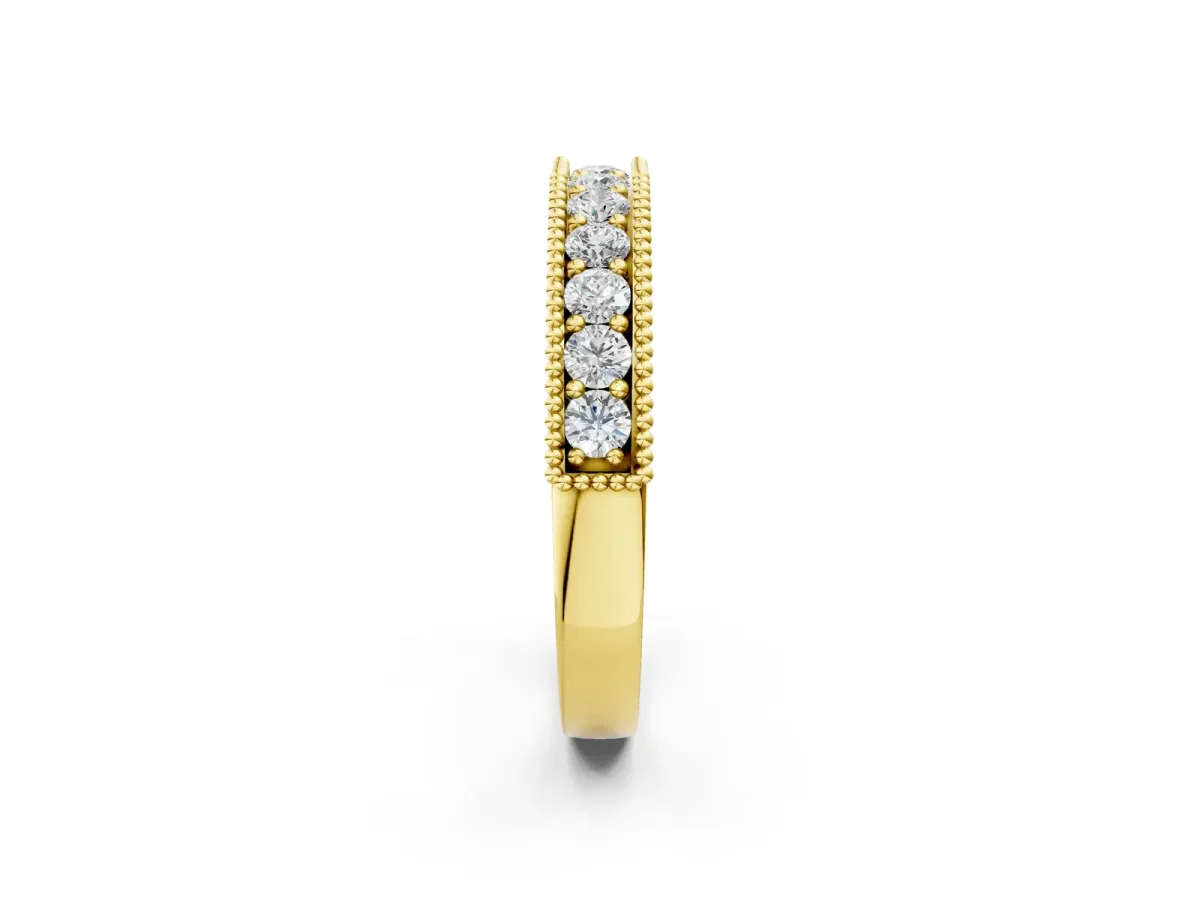 Milgrain Round Diamond Pavé Chevron Band Yellow gold
