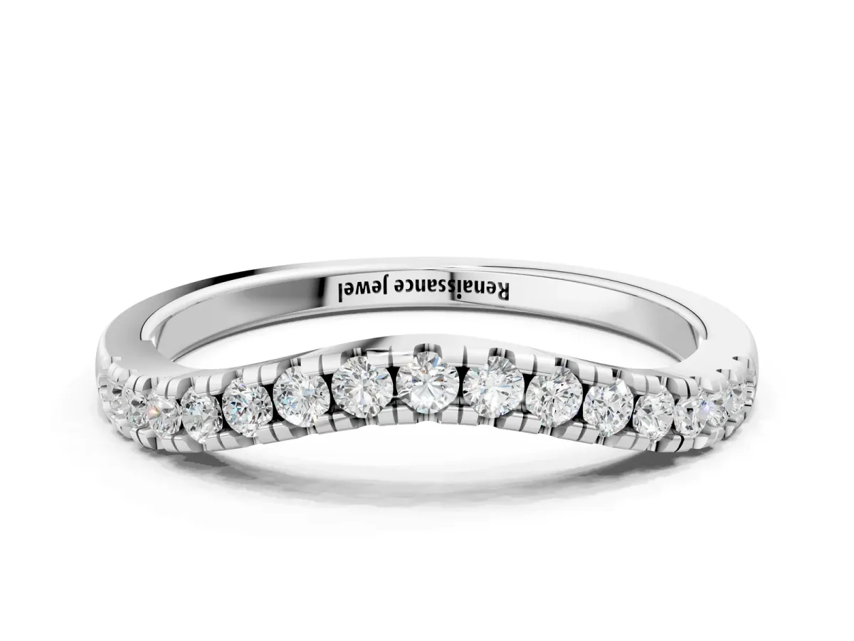 Diamond Pavé Curved Wedding Band White gold