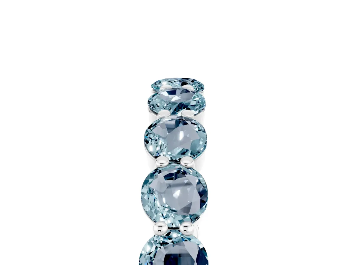 Round Aquamarine Eternity Band with U-Prong Setting Platinum