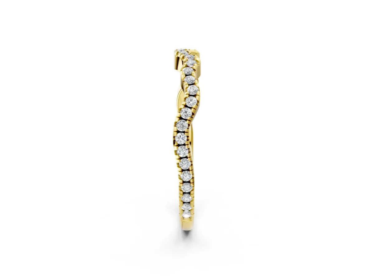 Pavé Round Diamond Curved Eternity Band Yellow gold