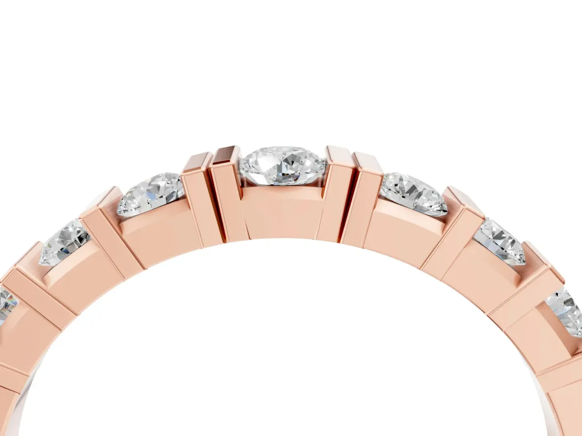 Round Channel Set Diamond Half Eternity Band Rose gold