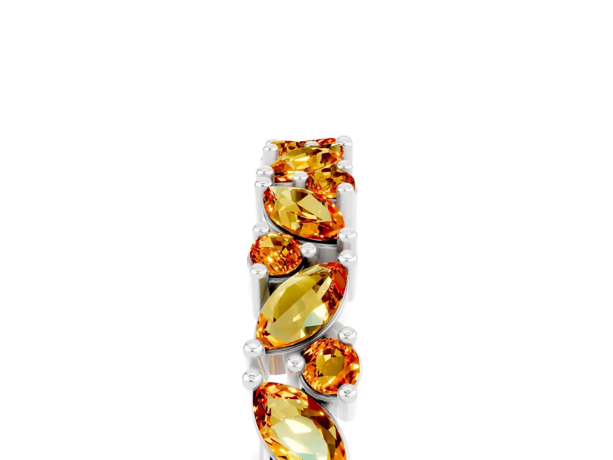 Marquise and Round Citrine Vine Eternity Band with Prong Setting Silver