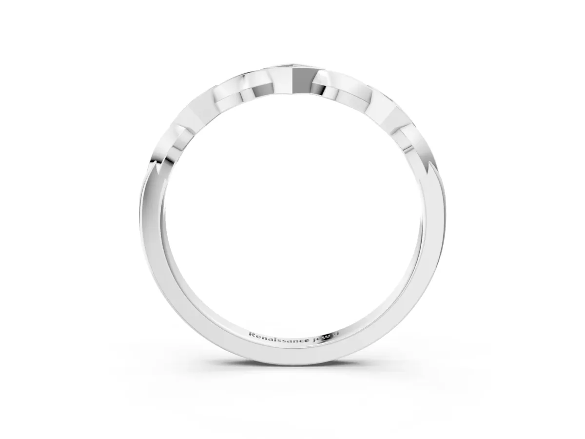 Square Diamond Twist Band with Bezel Setting Platinum