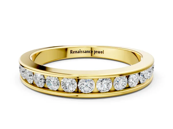Channel Set Round Diamond Eternity Band Yellow gold