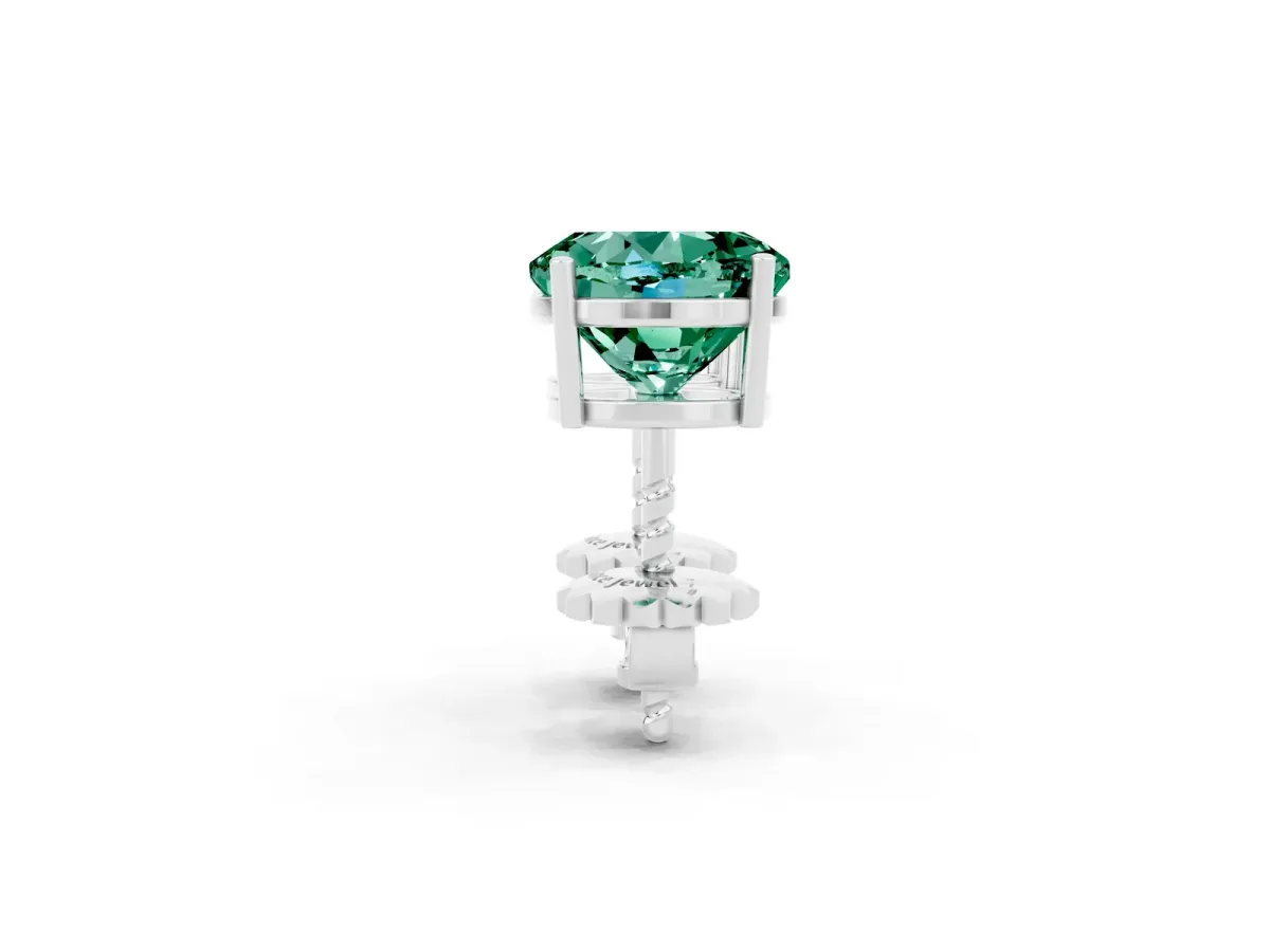 Round Cut Green Sapphire Stud Earrings White gold
