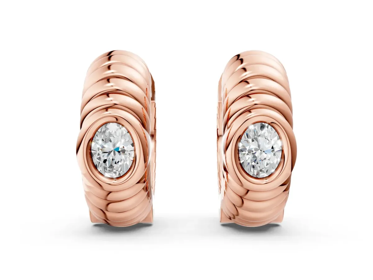 Oval Diamond Vera Hoop Earrings Rose gold