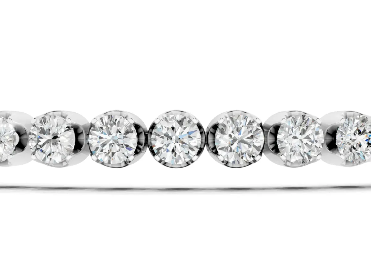 Round Diamond Bezel-Set Tennis Bracelet Silver