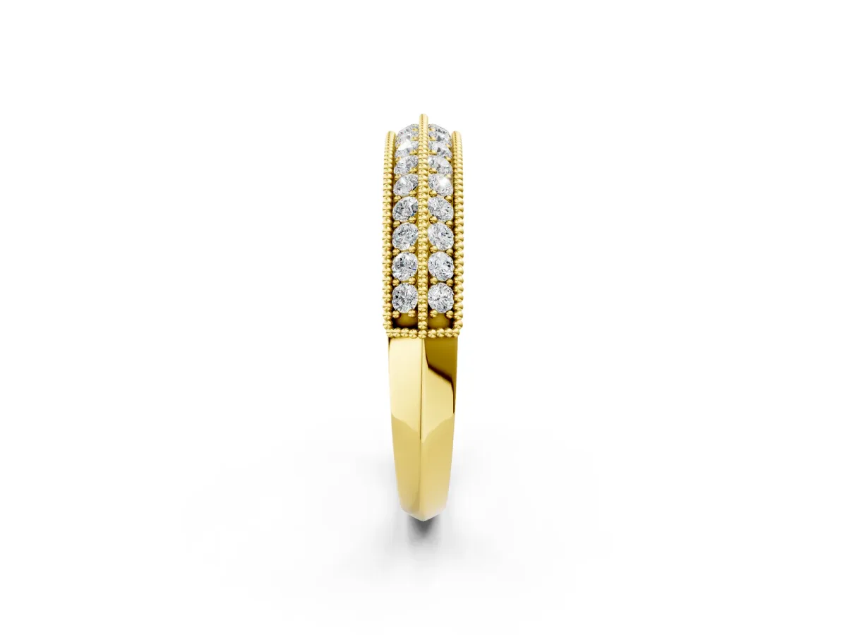 Pavé Round Diamond Milgrain Eternity Band Yellow gold