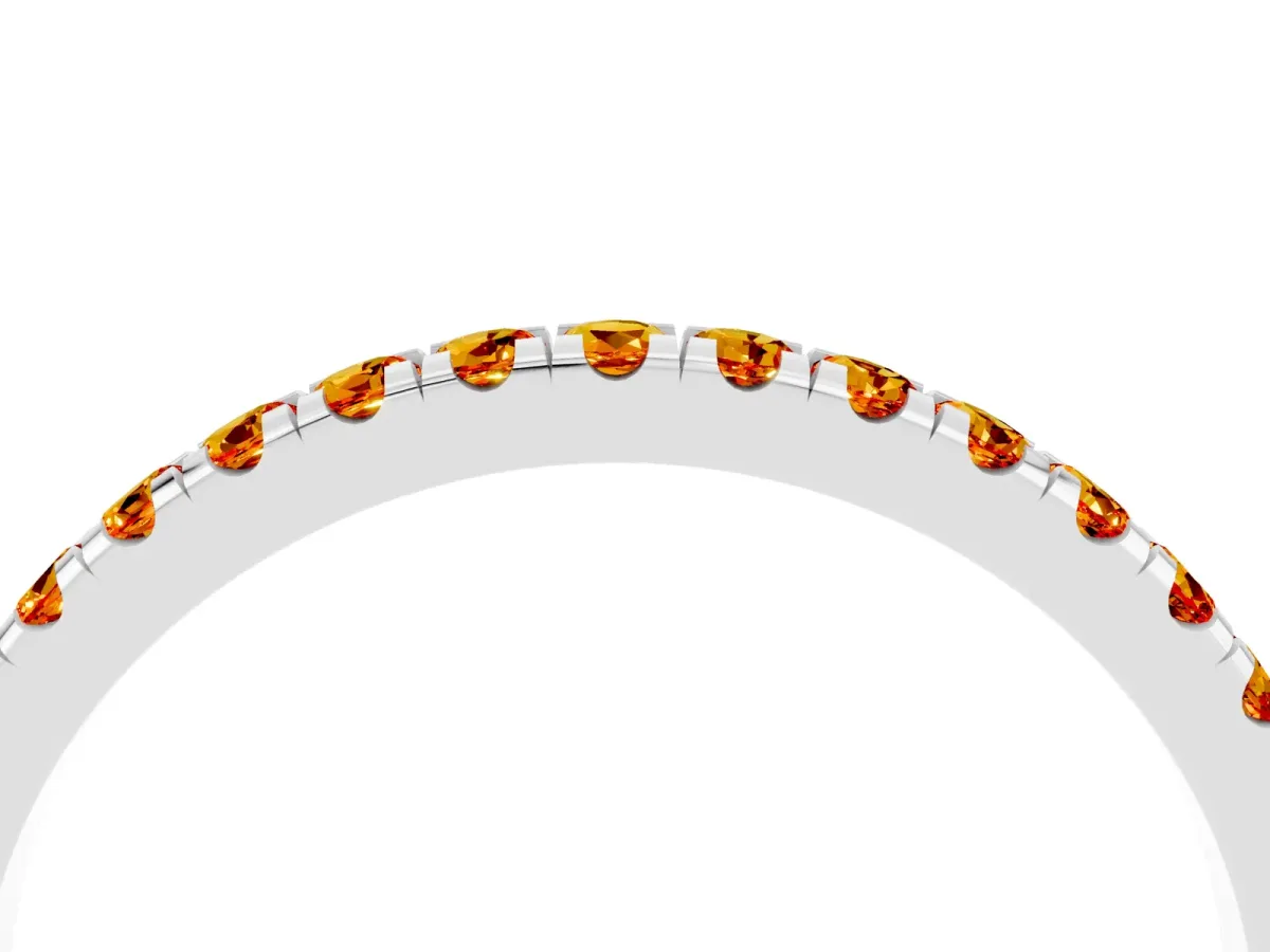 Pavé Round Citrine Half Eternity Band with Shared Prong Setting Silver