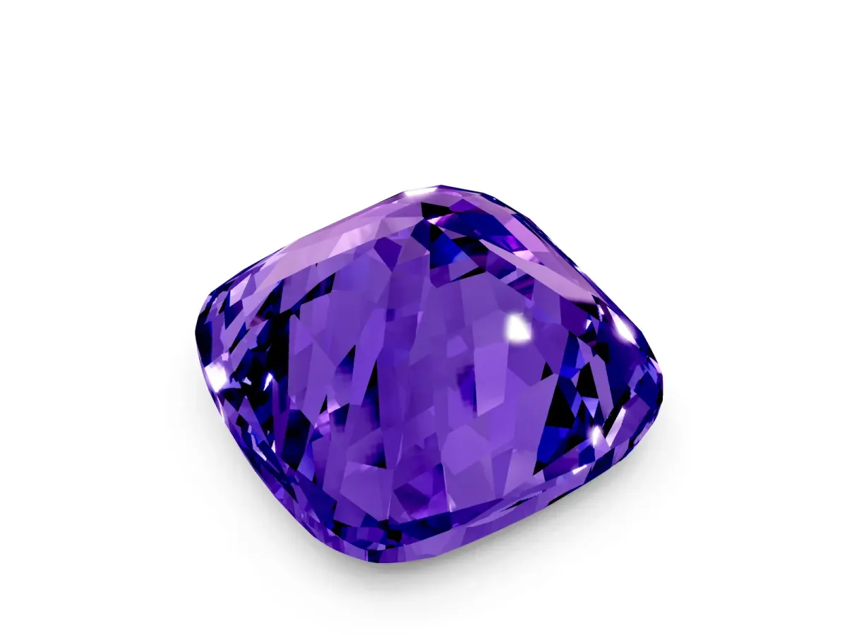Cushion Cut Tanzanite Scattered Round Accent Ring with Prong Setting Platinum