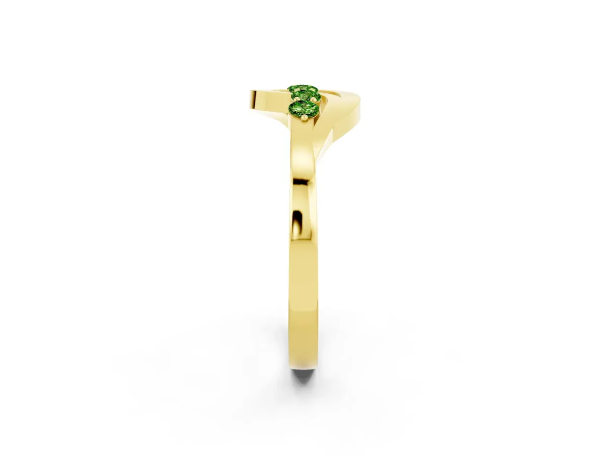 Five-Stone Round Peridot Crossover Band with Prong Setting Yellow gold