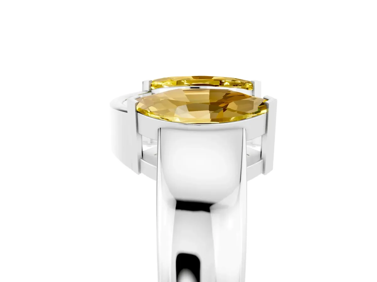 Marquise Yellow Sapphire Open Band Ring with Tension Setting White gold