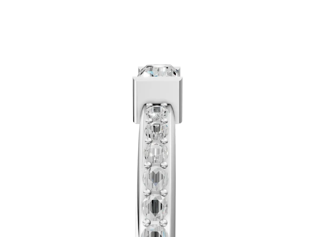 Baguette Diamond Pavé Band with Bar Setting Silver
