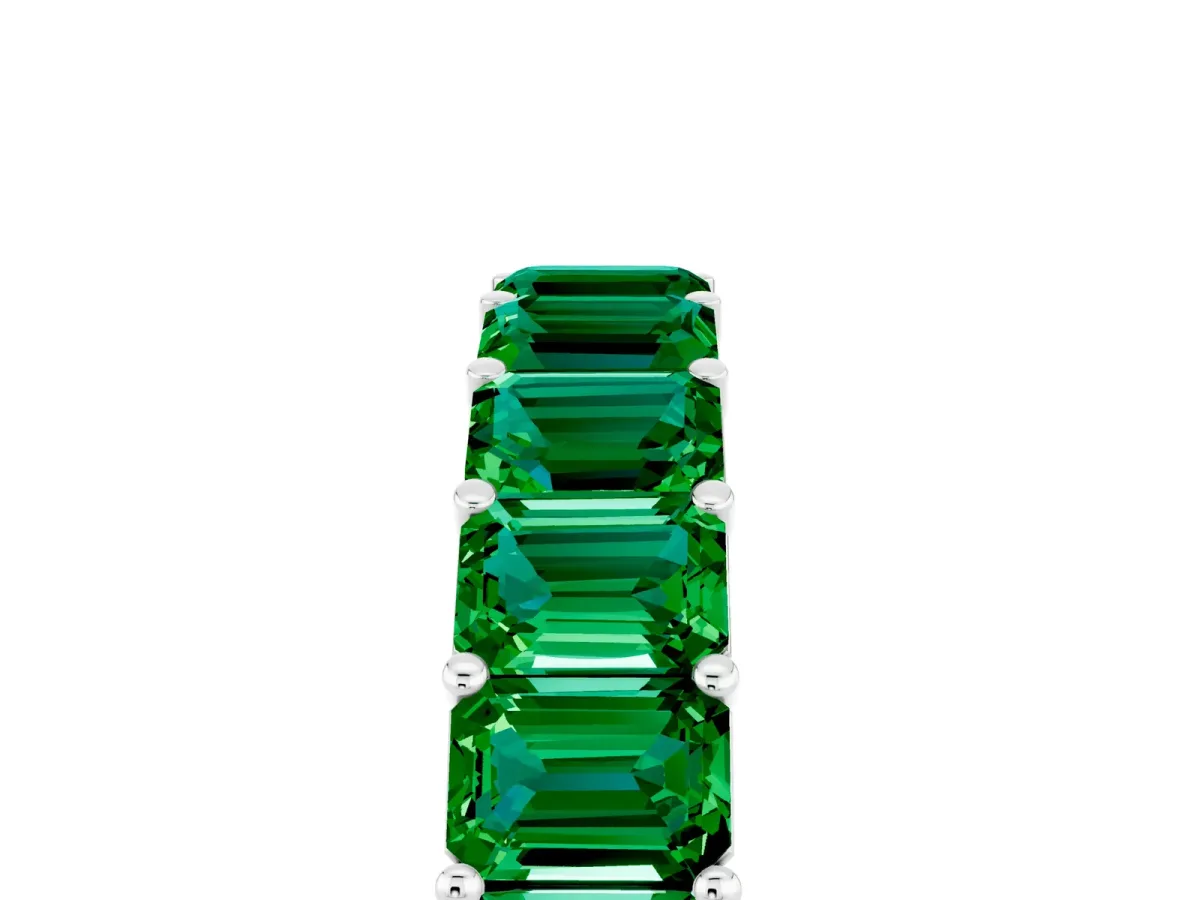 Emerald Cut Emerald Eternity Band with Shared Prong Setting Platinum
