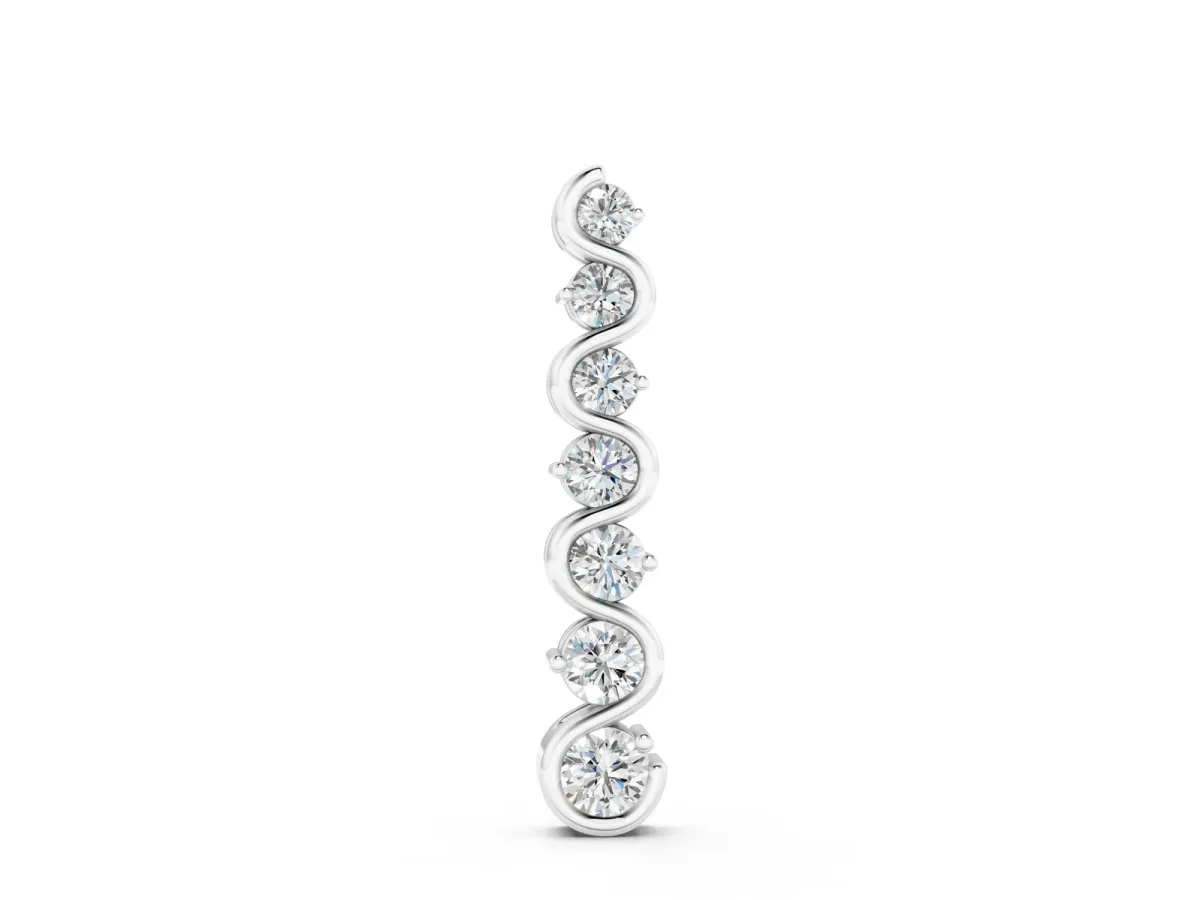 Round Diamond S-Curve Prong Set Pendant Silver