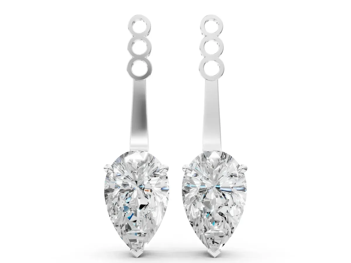 Pear Diamond Drop Earring Jackets White gold