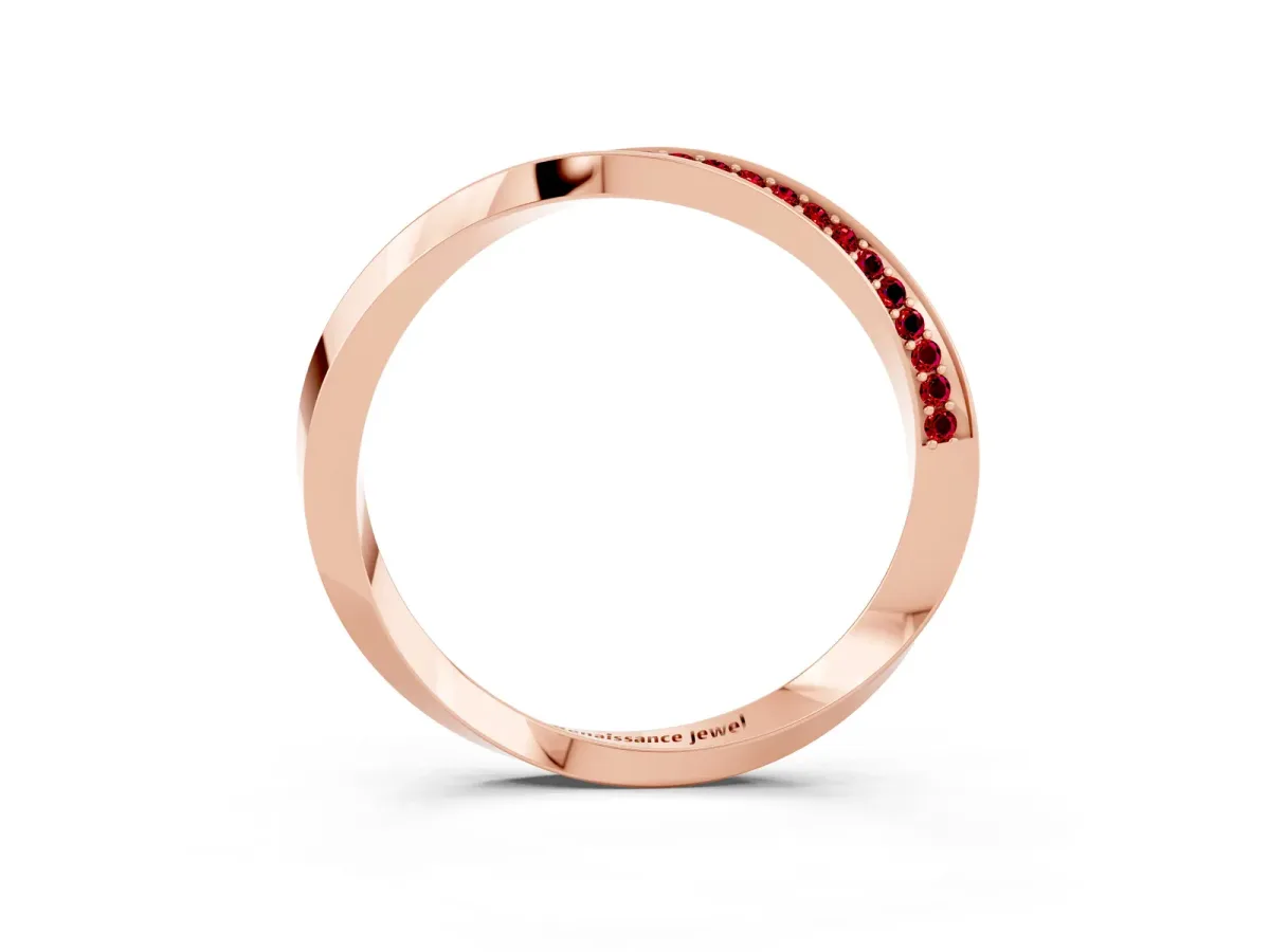 Pavé Round Ruby Twist Band Rose gold