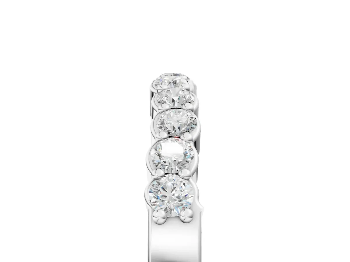 Round Diamond Half-Eternity Band with U-Prong Setting Platinum