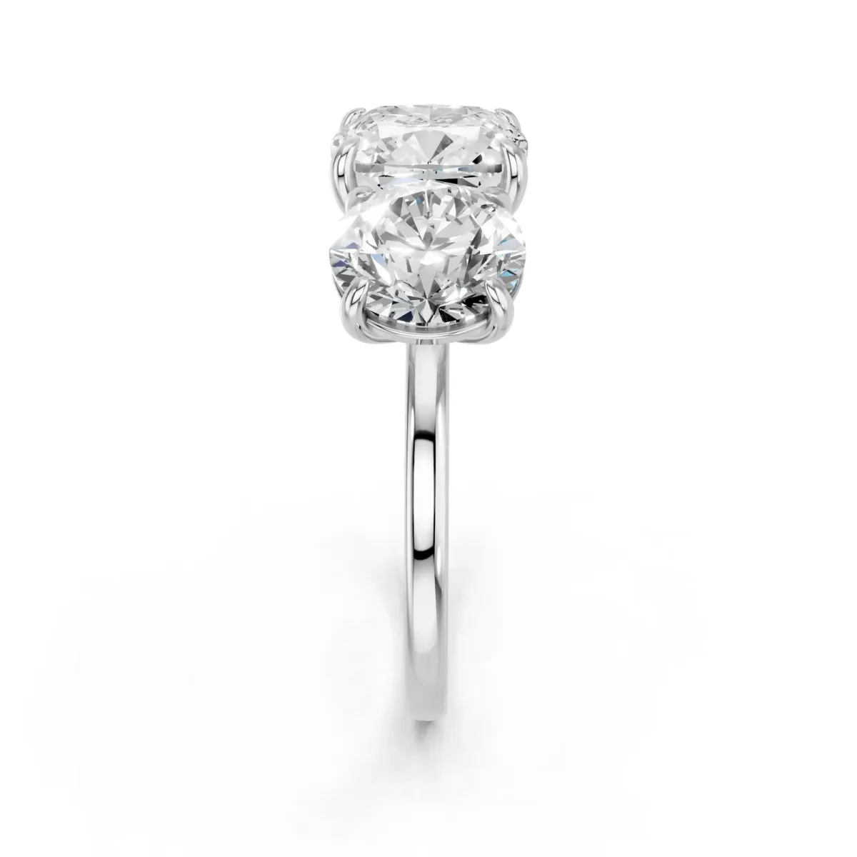 Round and Cushion Toi Moi Ring with Prong Setting and Plain Band Platinum