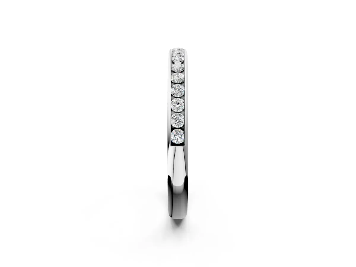 Round Diamond Channel Set Comfort Fit Band White gold