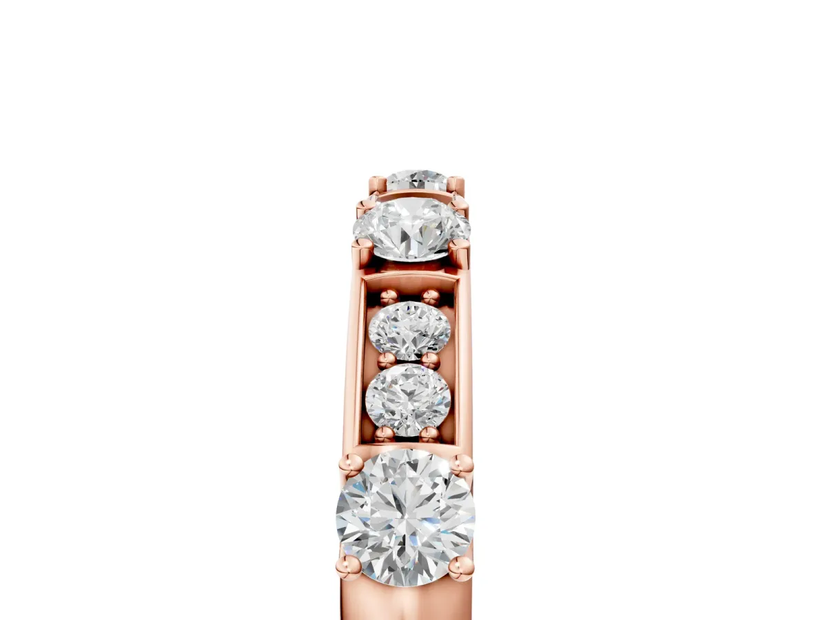 Round Diamond Channel Set Eternity Band with Prong Setting Rose gold
