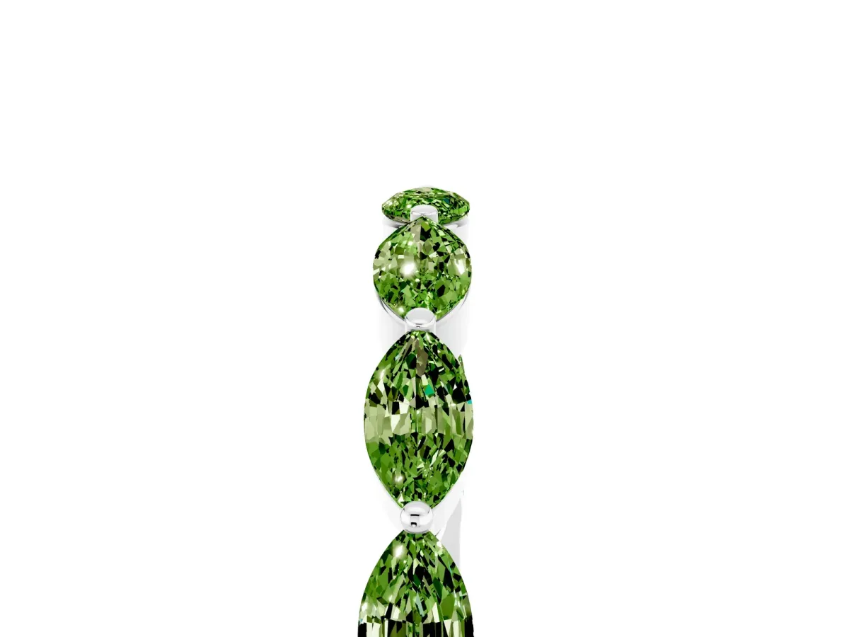 Marquise Peridot Half Eternity Band with Prong Setting Silver